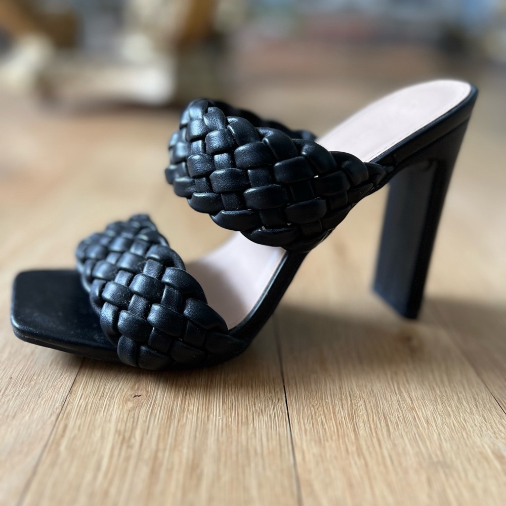 Elegant Black Braided Women's Heels